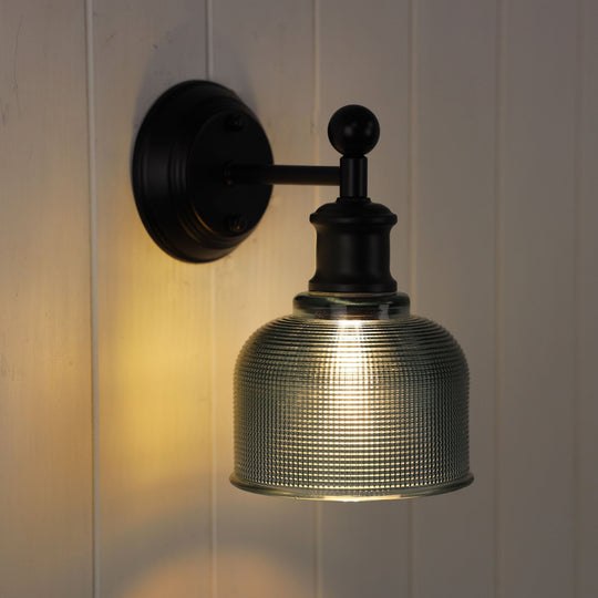 Brighton Wall Light Black & Blue Glass - OL69371BL