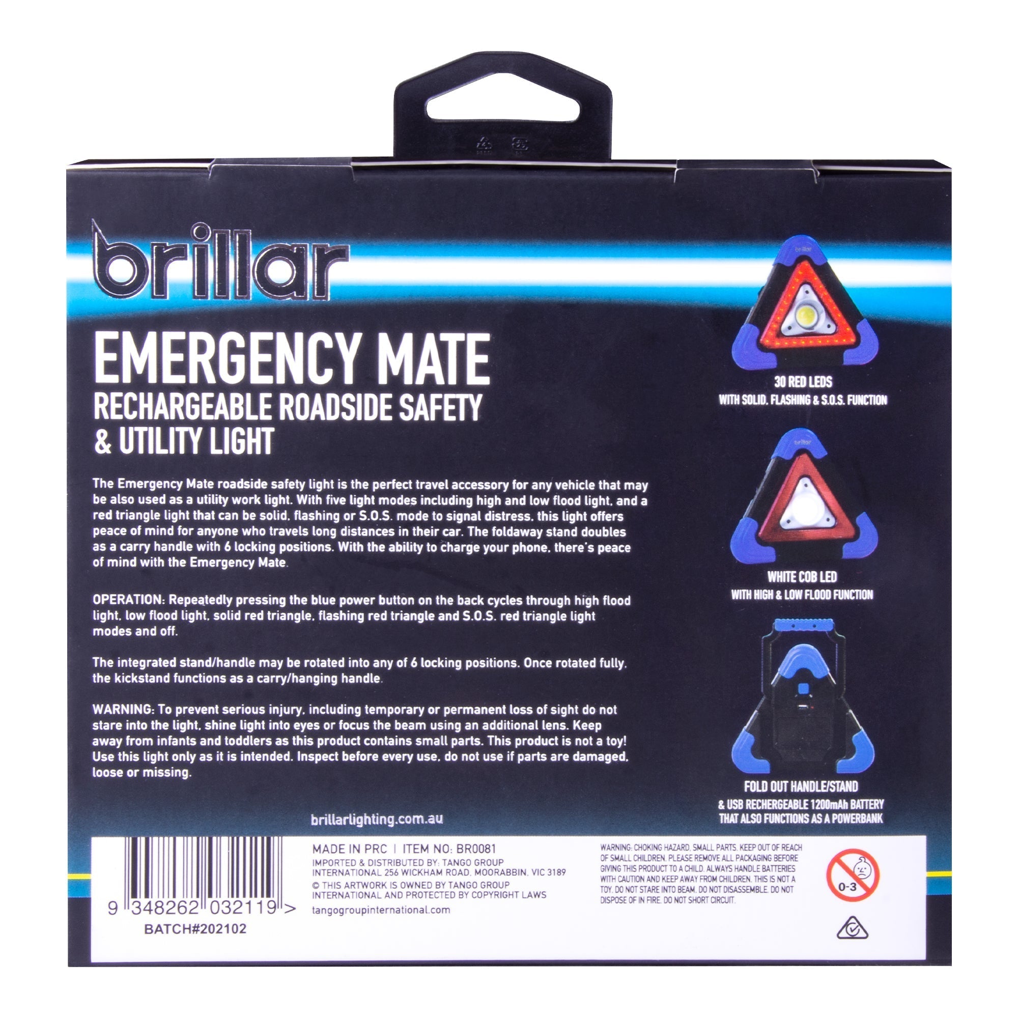 Emergency Mate - 300 Lumen Rechargeable Roadside Safety Light--Brillar