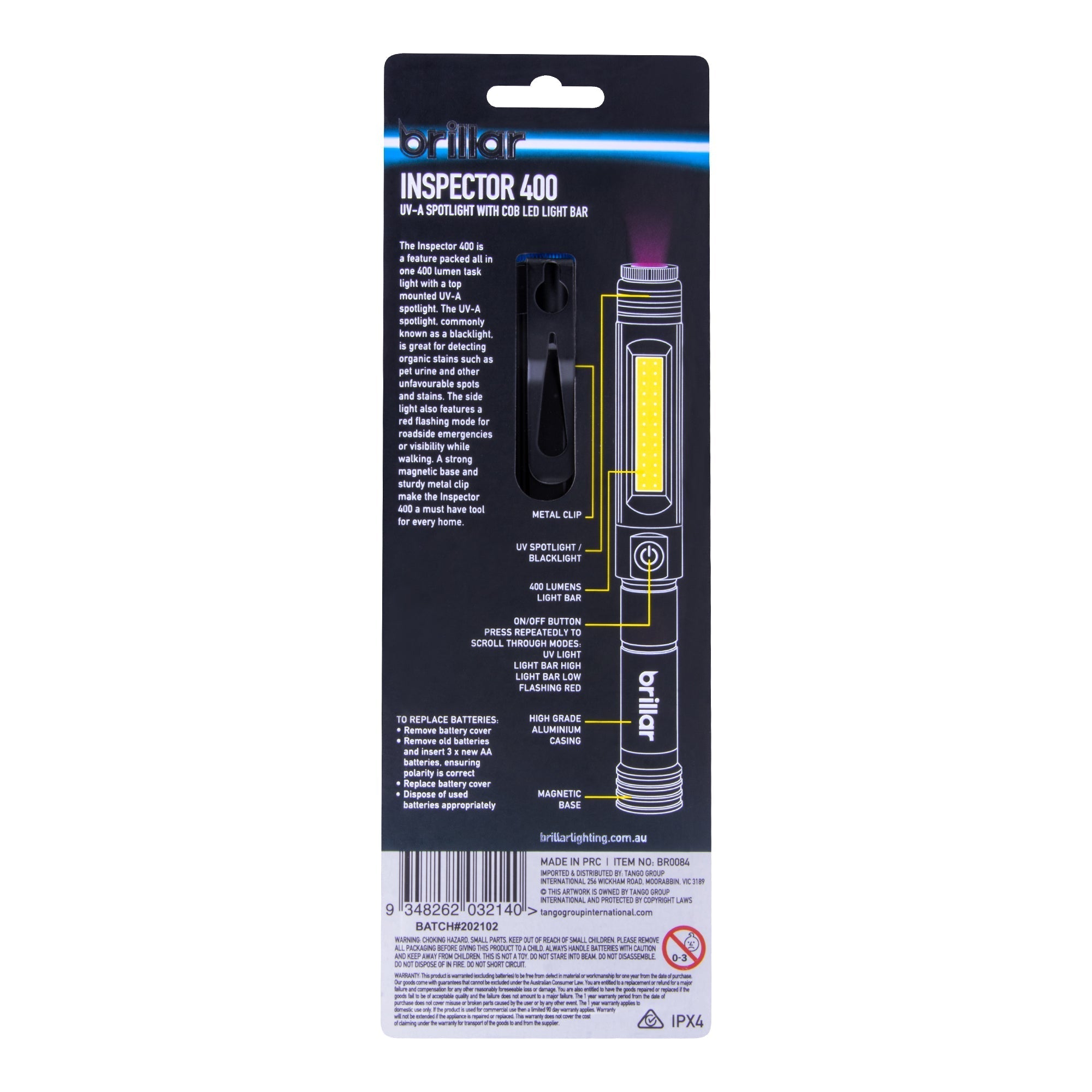Inspector - 400 Lumen UV Battery Spotlight-Flashlights-Brillar