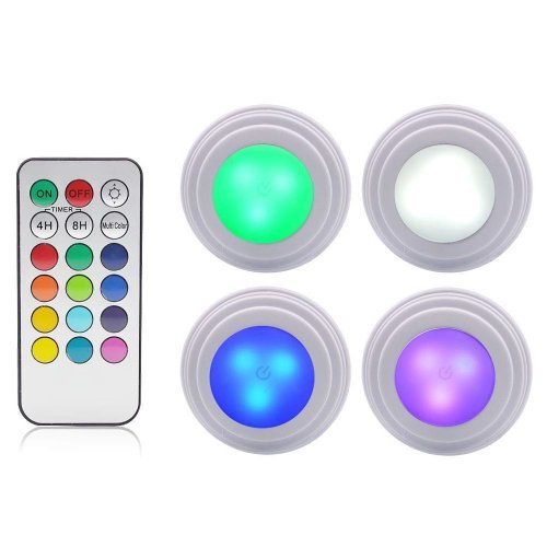 Remote Controlled Colour Changing Puck Lights 2pk