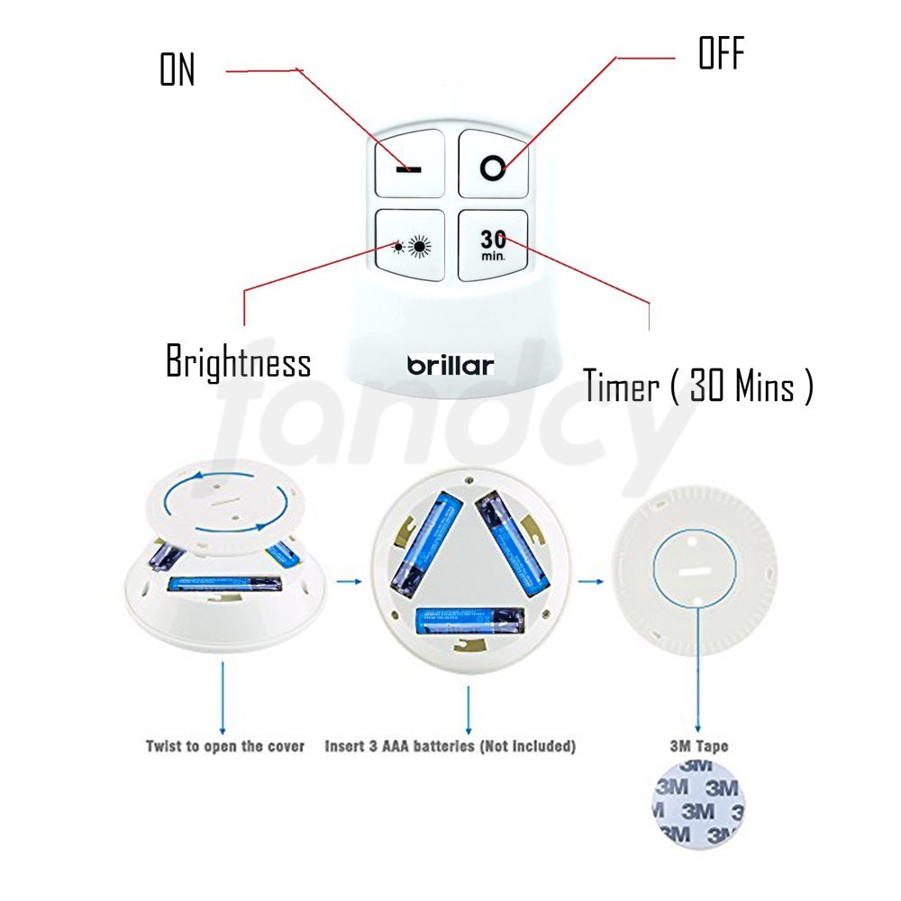 Remote Controlled Multifunction Puck Lights 2pk