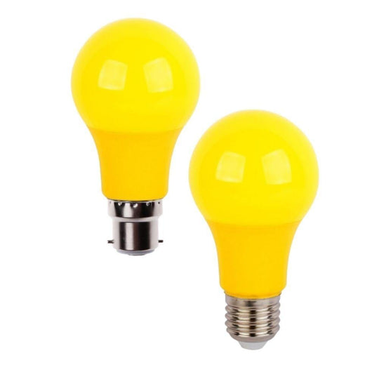 7W LED GLS A60 Shape Yellow Anti-Insect Bug Globe - B22/E27