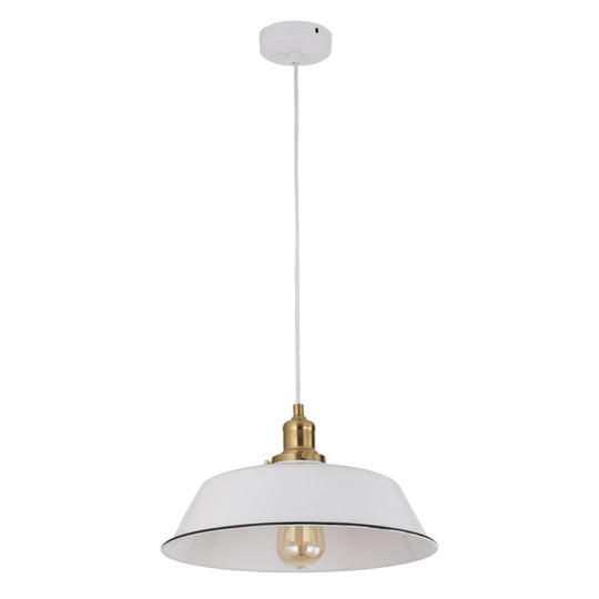 Cerema Angled Dome White with Antique Brass & Black Highlight Pendant Lights