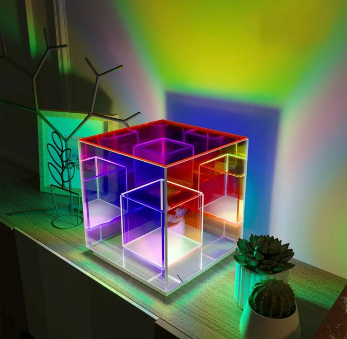 Colorful 3D Cube RGB modern desk decoration-Night Lights-Dropli