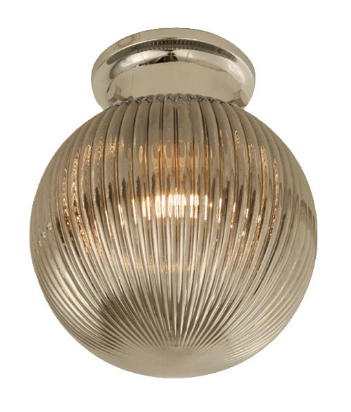 DIYBAT DIY Chrome Batten Fitting With Smoke Large Spherical Ribbed Shape Glass - DIYBAT12