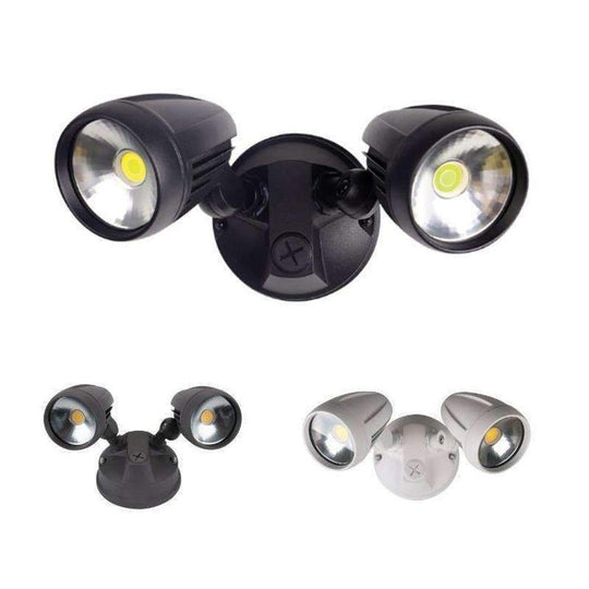 Domus MURO-PRO-30 - 30W LED Tri-Colour Twin Head Exterior Spotlight IP54