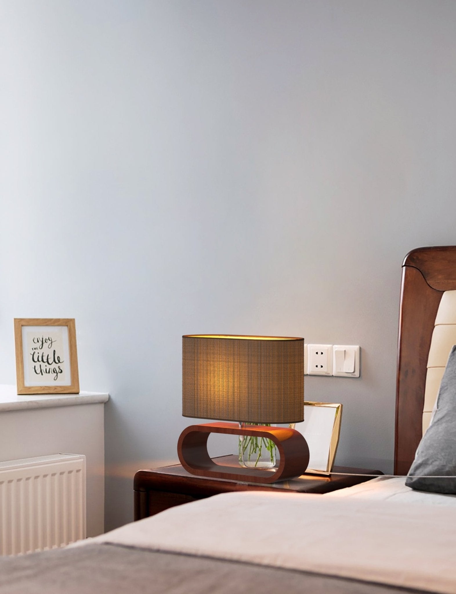 EMIKO Contemporary Nordic Stype Table Lamp Wood Base E27 Brown-Table Light-Dropli