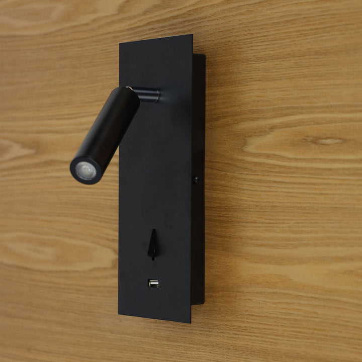 Hotel 3W Wall Light With USB 4000K Black - OL52103BK-Wall Sconce-Oriel Lighting