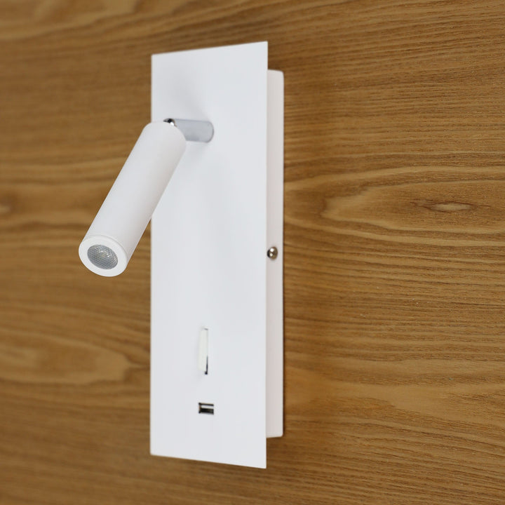 Hotel 3W Wall Light With USB 4000K White - OL52103WH-Wall Sconce-Oriel Lighting