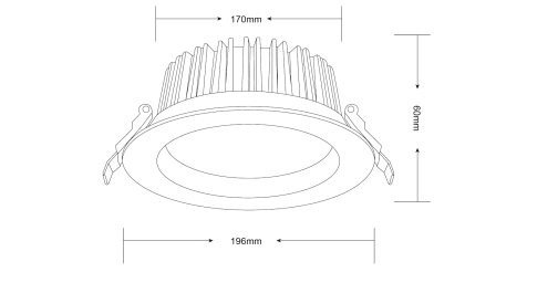 INFINITE 301 20W COB Tri Colour Dimmable LED Downlight 170mm cut out Dropli, LED Downlight, infinite-301-20w