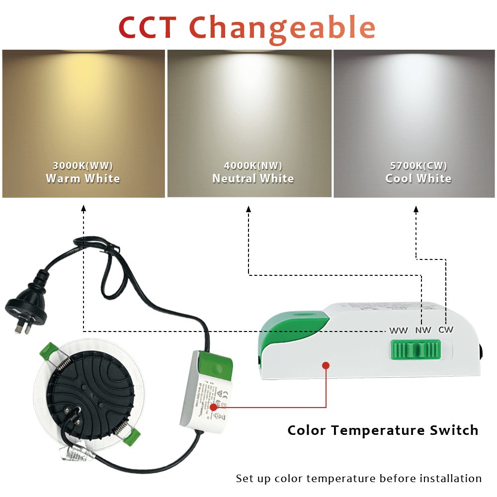 20W Tri-Colour LED Downlight 165mm cut out – Cosmo Lighting Kensington