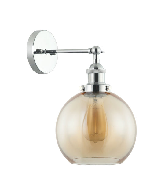 Interior Amber Wine Glass Shape With Chrome Highlight 1 Light Wall Light - PESINI6W
