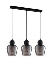 Interior Black Smoke Ellipse Glass Shape 3 Light Island Pendant - CHAMPAN2X3S photo 1