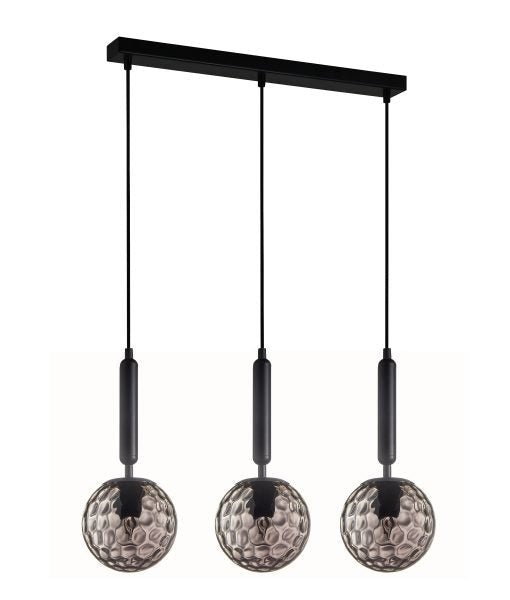 Interior Black Smoke Spherical Glass Shape 3 Light Island Pendant - TRATTINO2X3S