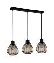 Interior Black Smoke Wine Glass Ribbed 3 Light Island Pendant - TULIP2X3S photo 1