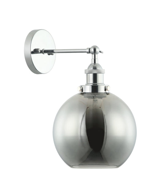 Interior Black Smoke Wine Glass Shape With Chrome Highlight 1 Light Wall Light - PESINI5W