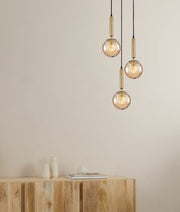Interior Bronze Amber Spherical Glass Shape 3 Light Cluster Pendant - TRATTINO1X3R photo 2