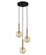 Interior Bronze Amber Spherical Glass Shape 3 Light Cluster Pendant - TRATTINO1X3R photo 1