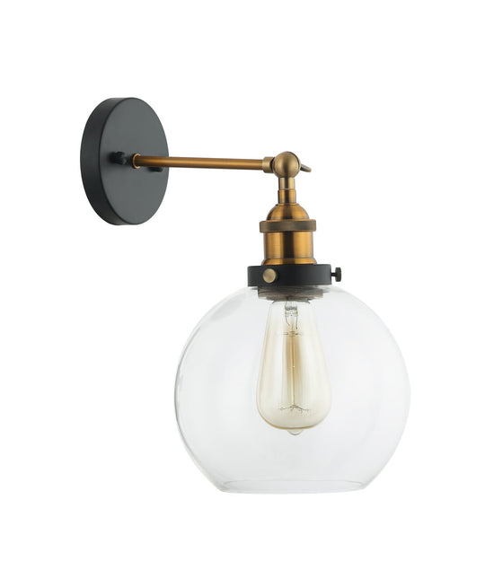Interior Clear Wine Glass Shape With Antique Brass Highlight 1 Light Wall Light - PESINI1W
