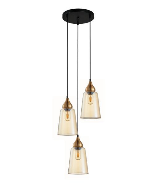 Interior Ellipse Glass Shape 3 Light Cluster Pendant Bronze Amber - JEREZ1X3R