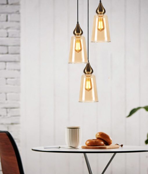 Interior Ellipse Glass Shape 3 Light Cluster Pendant Bronze Amber - JEREZ1X3R-Cluster Pendants-CLA Lighting