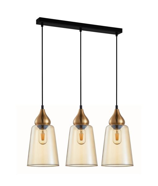 Interior Ellipse Glass Shape 3 Light Island Pendant Bronze Amber - JEREZ1X3S