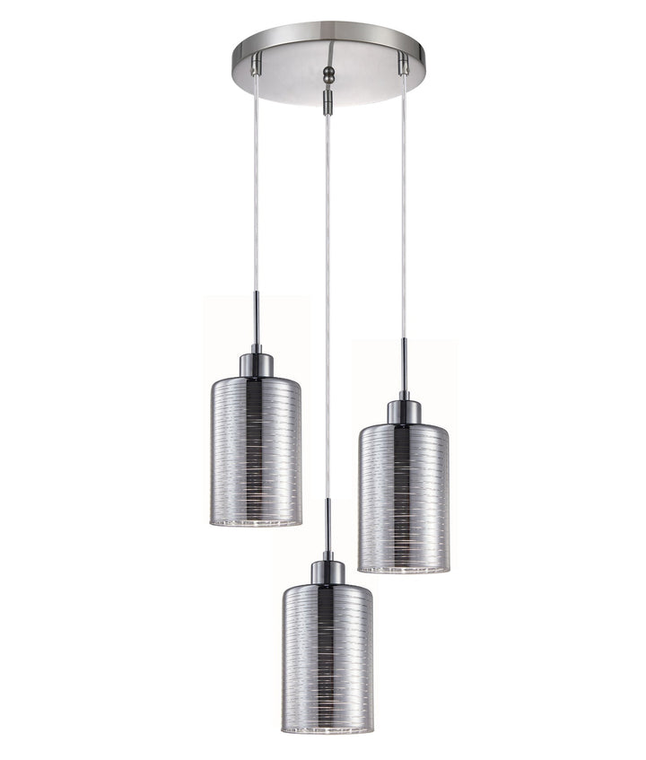 Interior Iron & Chrome Glass 3 Light Cluster Pendant - ESPEJO1X3R-Cluster Pendants-CLA Lighting