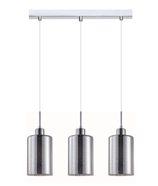 Interior Iron & Chrome Glass With Dotted Effect 3 Light Island Pendant - ESPEJO3X3S