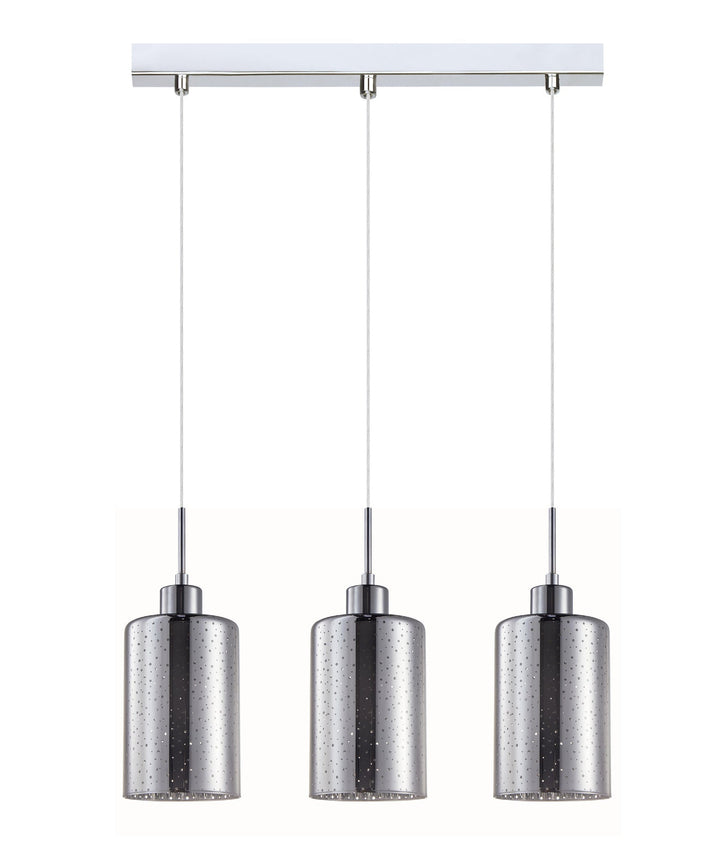 Interior Iron & Chrome Glass With Dotted Effect 3 Light Island Pendant - ESPEJO3X3S-Island Pendant Lights-CLA Lighting