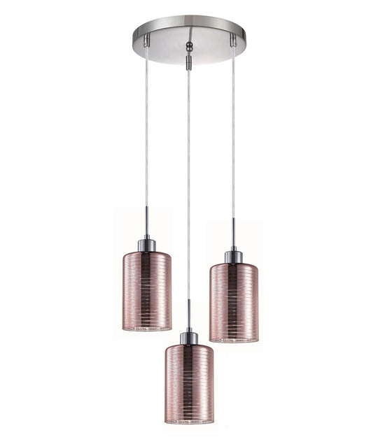 Interior Iron & Rose Gold Glass 3 Light Cluster Pendant - ESPEJO2X3R
