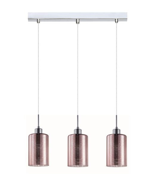 Interior Iron & Rose Gold Glass 3 Light Island Pendant - ESPEJO2X3S-Island Pendant Lights-CLA Lighting