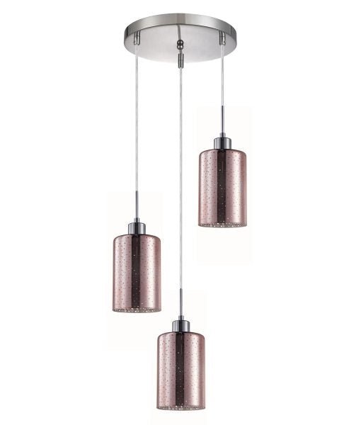 Interior Iron & Rose Gold Glass With Dotted Effect 3 Light Cluster Pendant - ESPEJO4X3R