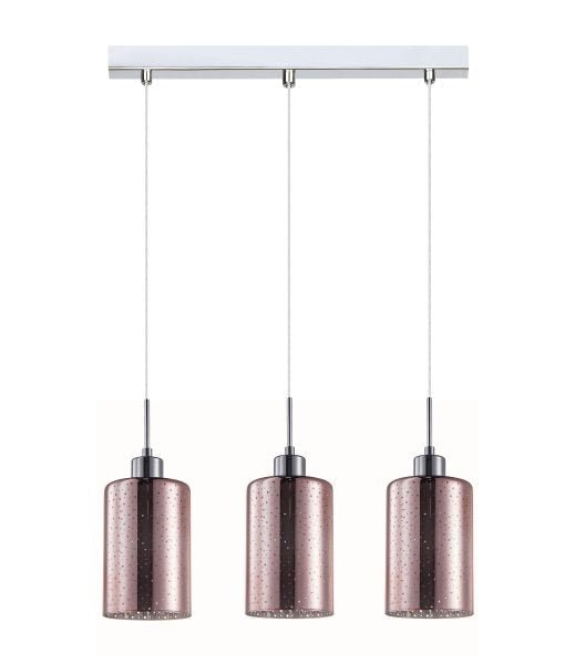 Interior Iron & Rose Gold Glass With Dotted Effect 3 Light Island Pendant - ESPEJO4X3S