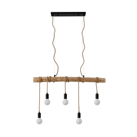 Lea 5 Light Pendant Black & Natural - LL002PL094