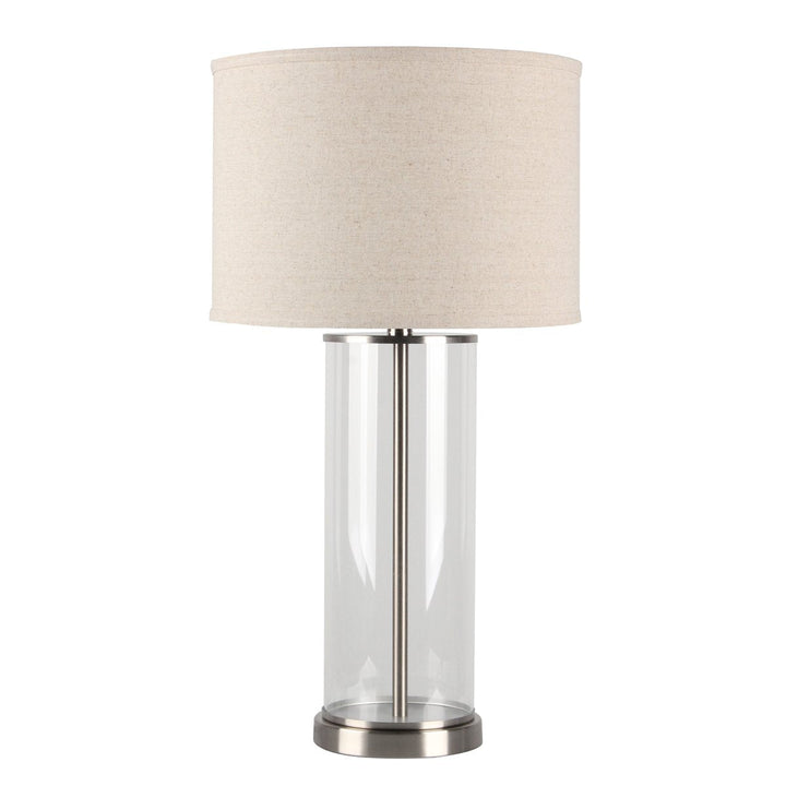Left Bank Table Lamp - Nickel w Natural Shade--Cafe Lighting and Living
