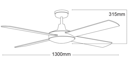 Lifestyle 52" 4 Blade Ceiling Fan Matt Black Martec, FANS, lifestyle-52-4-blade-ceiling-fan-only-matt-black-dls134m