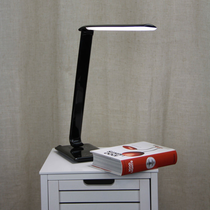 Luke LED Black Desk Lamp Touch Dim USB Port-TABLE AND FLOOR LAMPS-Oriel