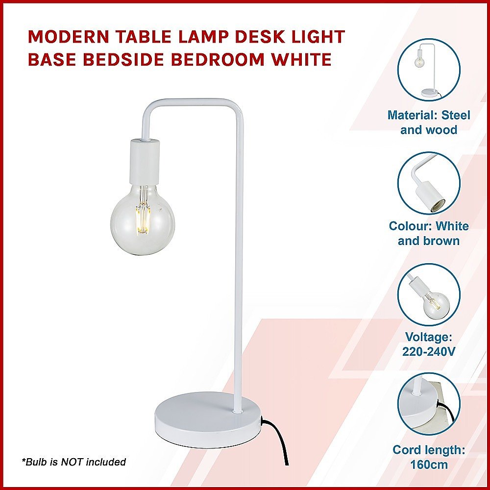 Modern Table lamp Desk Light Base Bedside Bedroom White-Home & Garden > Lighting-Dropli