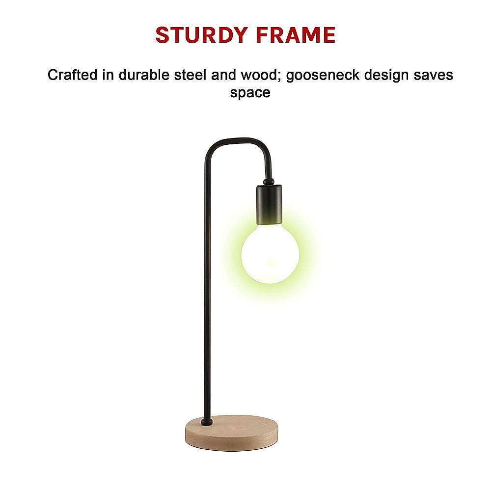 Modern Table lamp Desk Light Timber Base Bedside Bedroom Black-Home & Garden > Lighting-Dropli