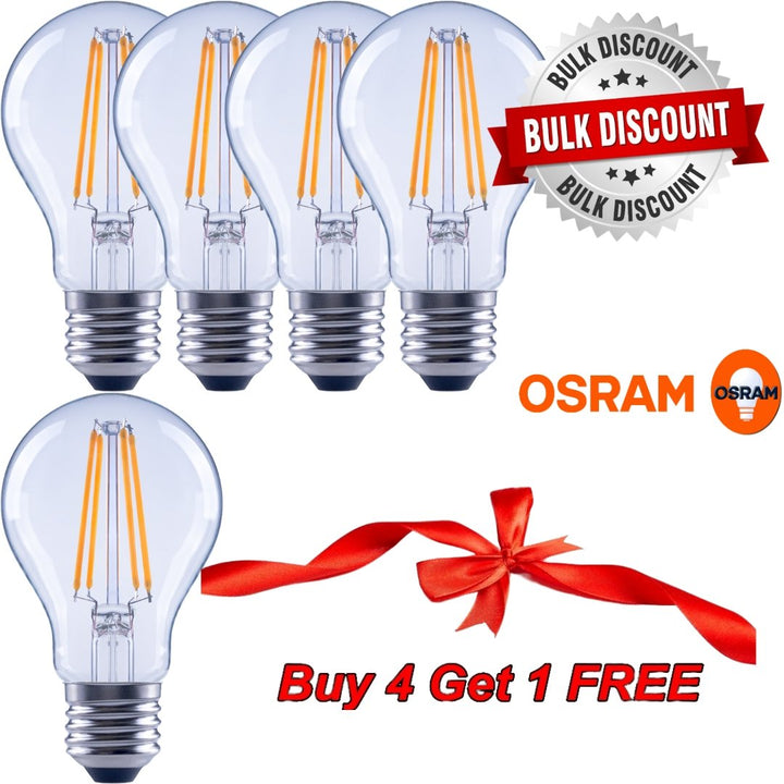 Osram 7.5W E27 (Screw Base) Filament Style LED Bulb in Warm White - Pack of 5