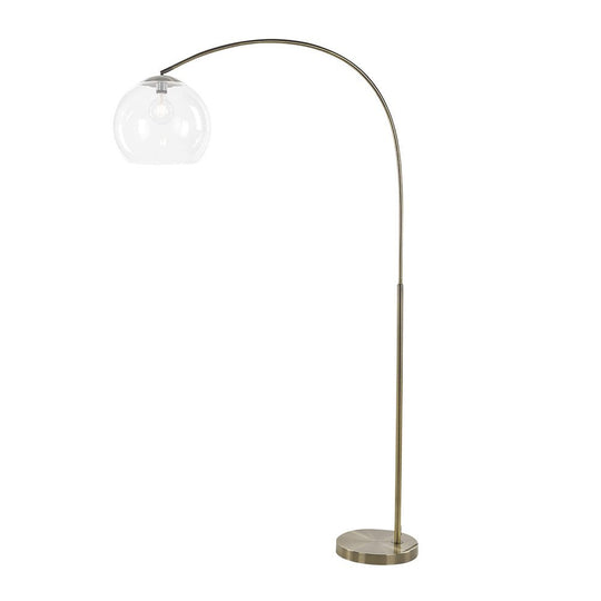 Over 1 Light Floor Lamp Arc Antique Brass With Acrylic Shade