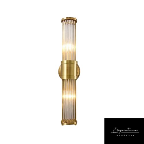 Park Lane Antique Brass and Ribbed Glass Wall Light-Wall Light-Qzao