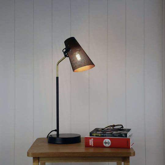 Perfo Black and Brass Desk Lamp