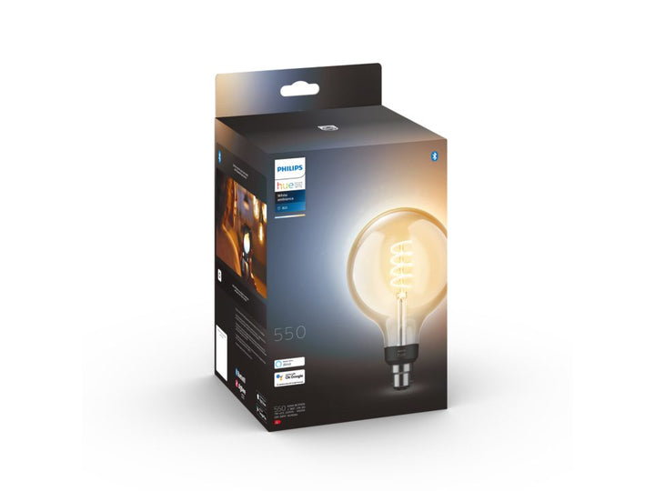 Philips Hue G125 - White Ambiance E27 Filament Screw Globe