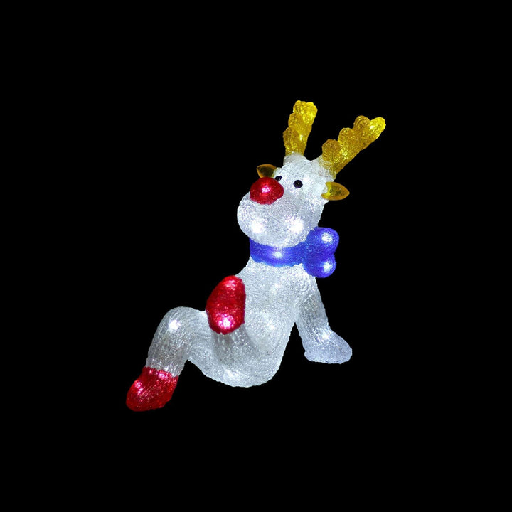 Acrylic Sitting Red Nose Reindeer - H27cm-Christmas Figure-Lexi Lighting