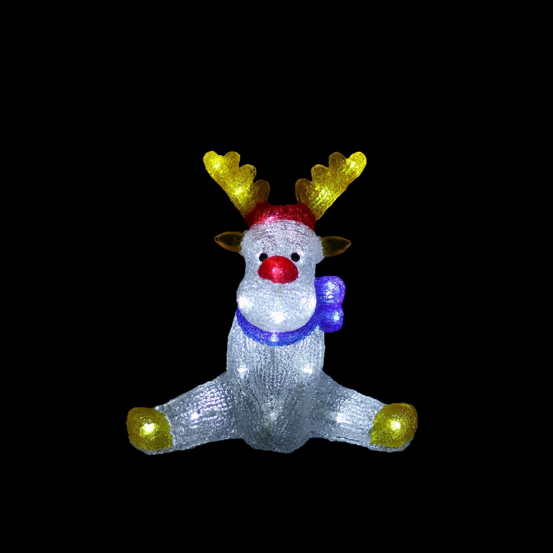 Acrylic Sitting Red Nose Reindeer - H30cm-Christmas Figure-Lexi Lighting
