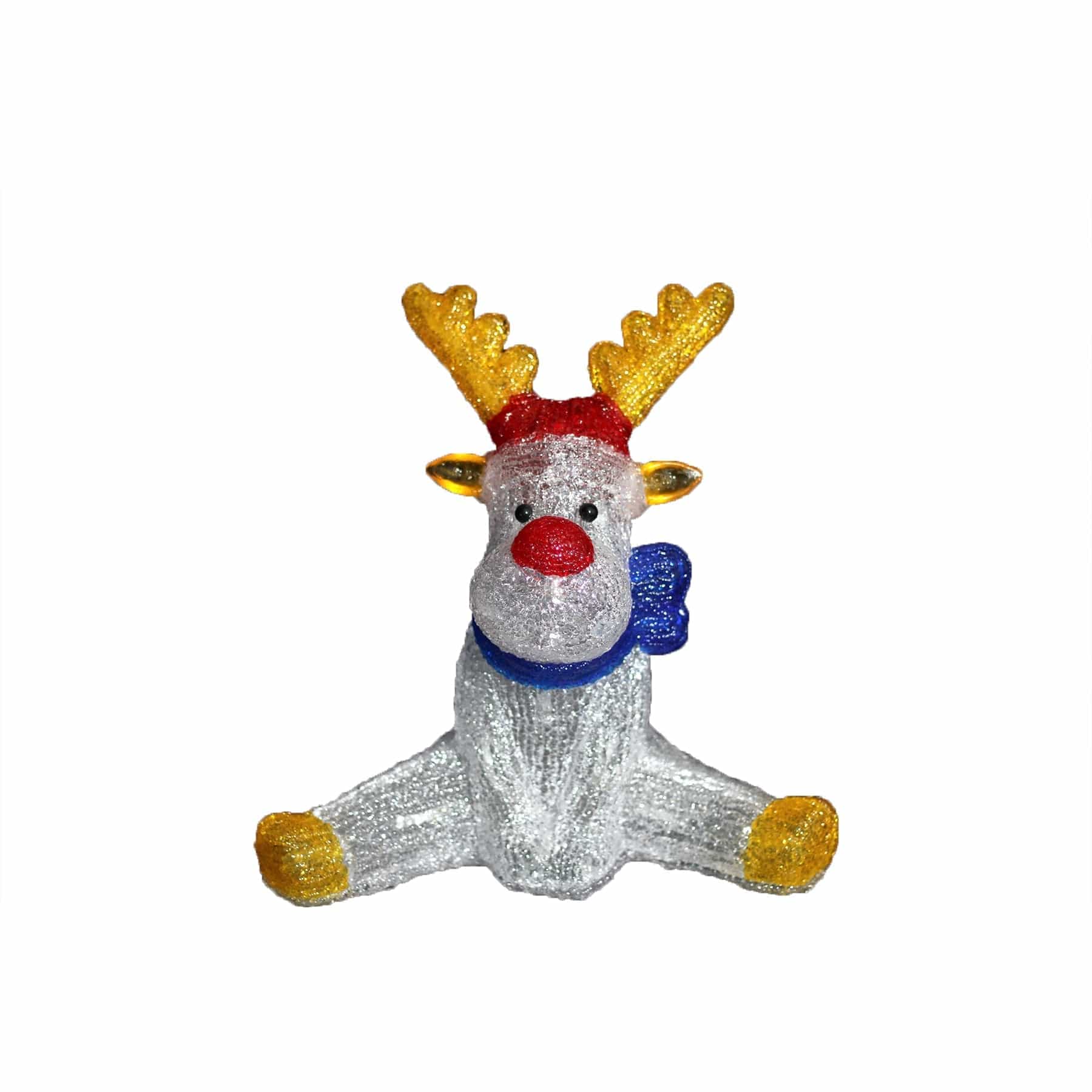 Acrylic Sitting Red Nose Reindeer - H30cm-Christmas Figure-Lexi Lighting