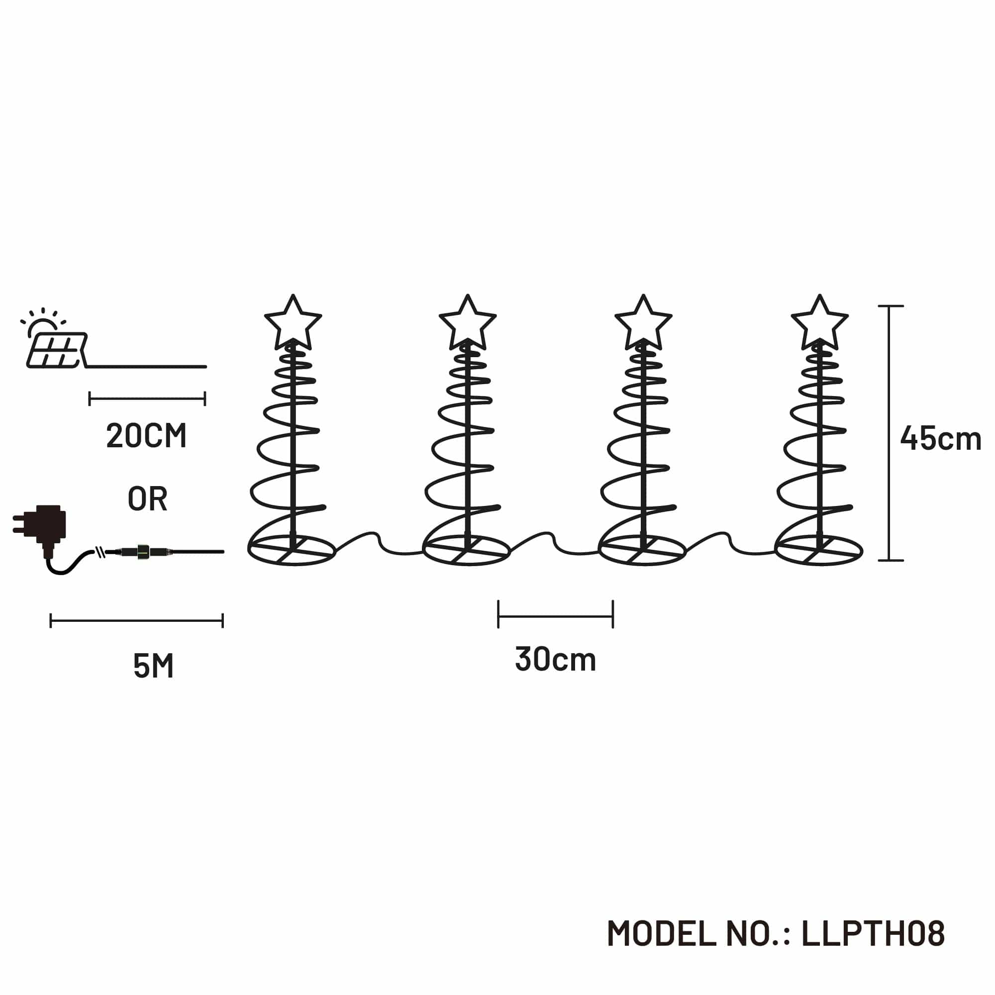 Dual Power Set of 4 Spiral Trees Path Light-Christmas Path Light-Lexi Lighting