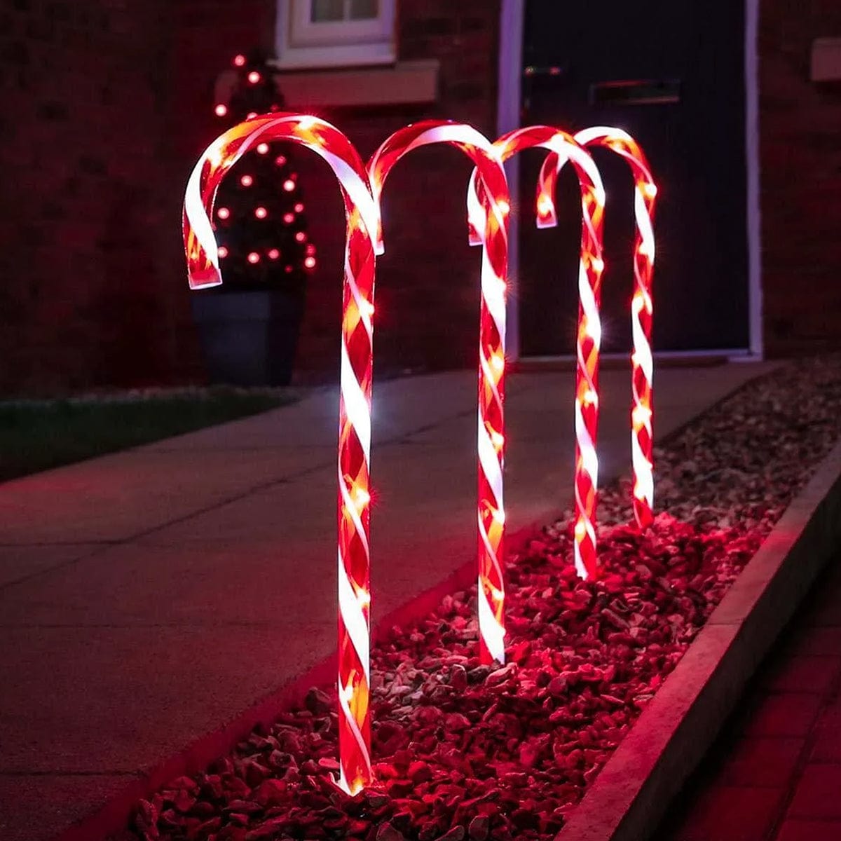 Set of 4 Connectable Candy Cane - 2 Colour Options-Christmas Path Light-Lexi Lighting