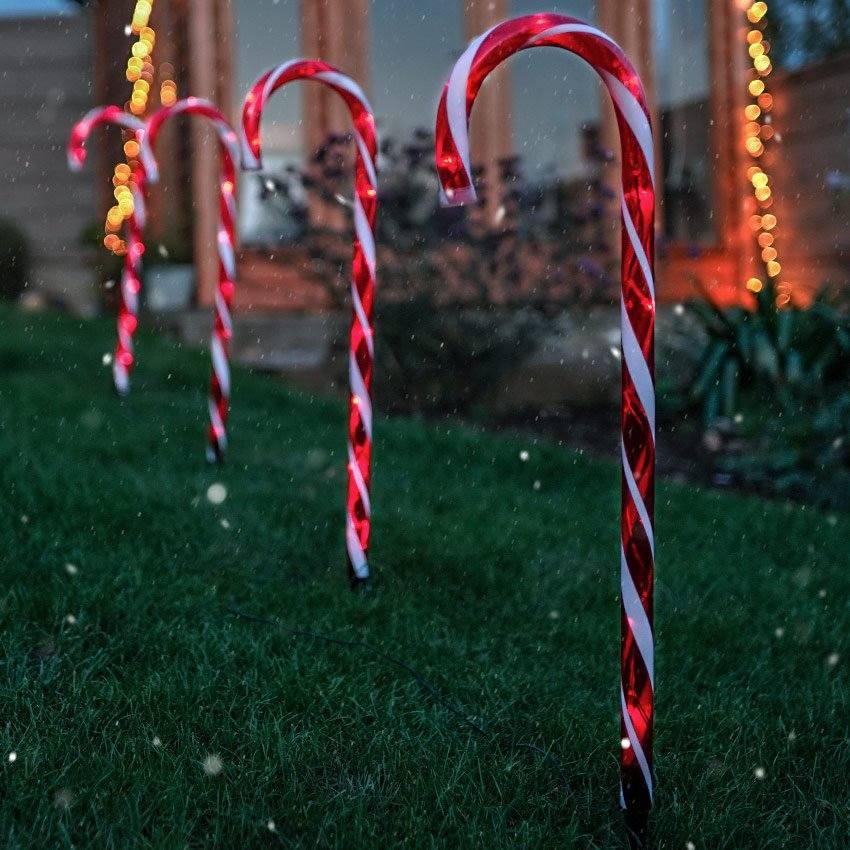 Set of 4 Connectable Candy Cane - 2 Colour Options-Christmas Path Light-Lexi Lighting